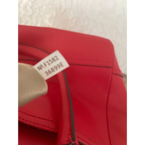 Coach Park Fired red Carryall Satchel F1582 Saffiano Leather - Picture 10 of 10